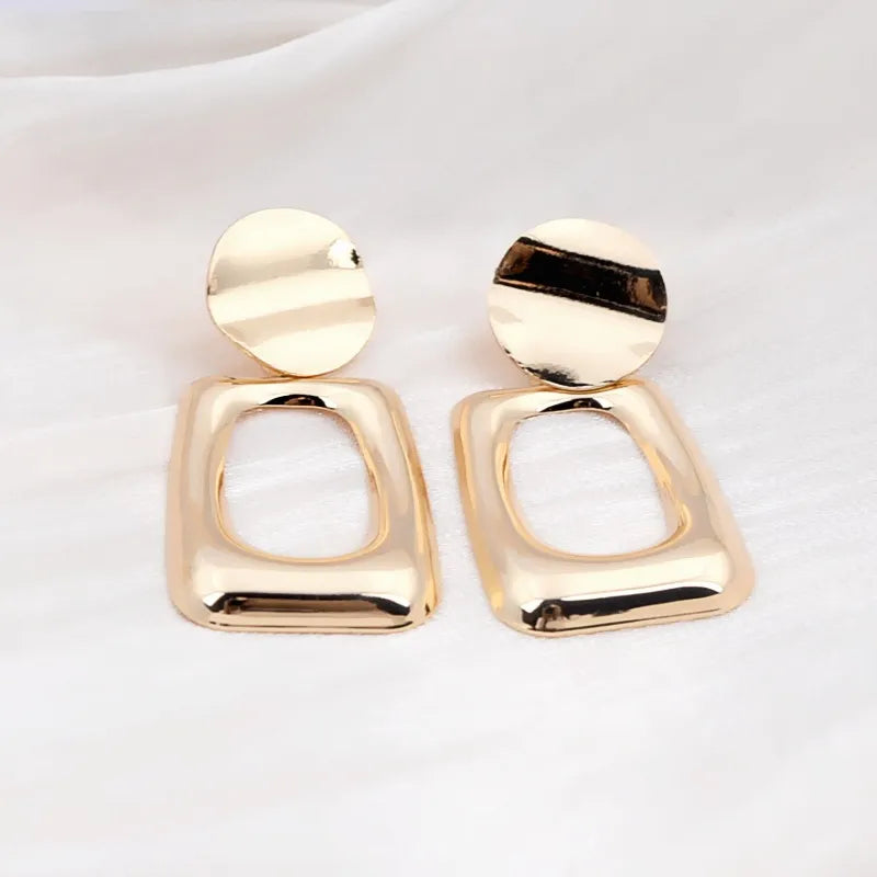 Premium Metal Square Fashion Geometry Pattern Simple And Personalized Earrings