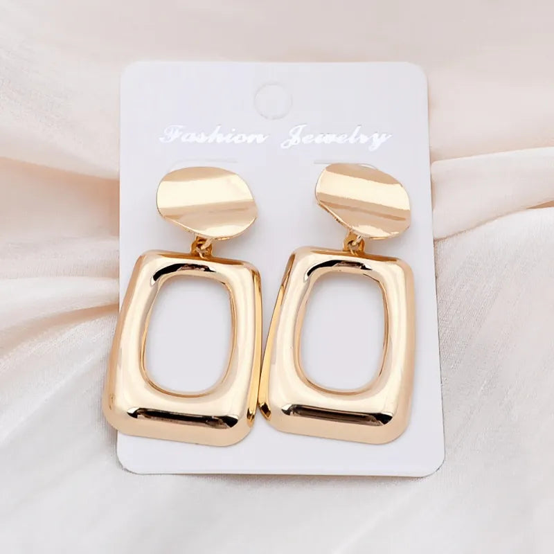 Premium Metal Square Fashion Geometry Pattern Simple And Personalized Earrings