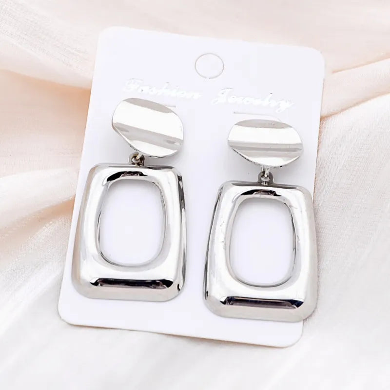 Premium Metal Square Fashion Geometry Pattern Simple And Personalized Earrings